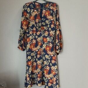 Navy Floral Long Sleeve Dress